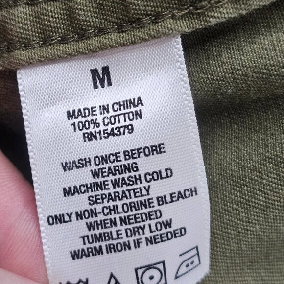 Aeropostale Camouflage Jacket Button Up Unisex Medium Green Long Sleeve Cotton - Picture 6 of 10